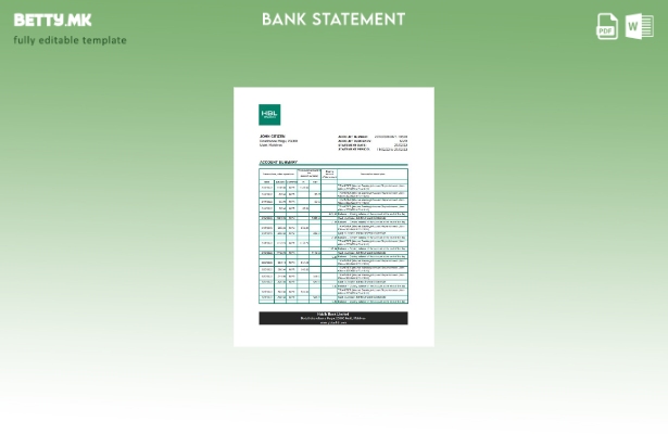 Модерен стил Малдиви HBL банка извод шаблон ексел